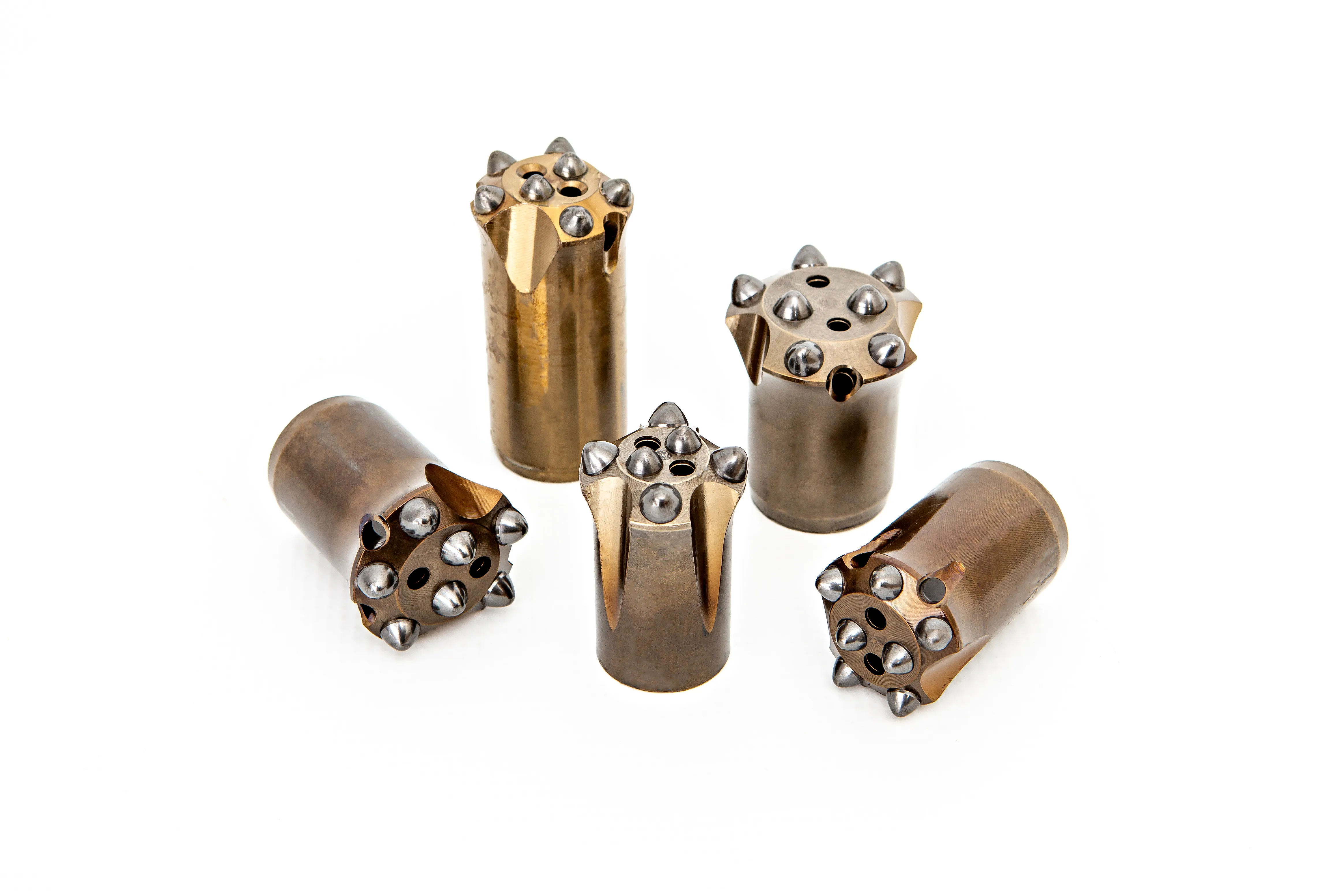 Taper button bits with tapered shanks for jackleg and stoper drilling